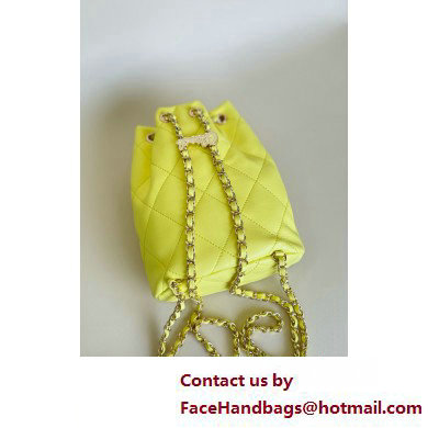 CHANEL Shiny Lambskin  &  Gold-Tone Metal Backpack AS4810 yellow 2025